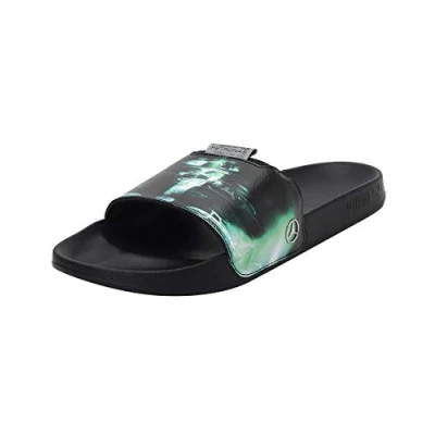 Image of PUMA Unisex MAPF1 Graphic Leadcat FTR Slide Sandal, Black Spectra Green, 10 UK