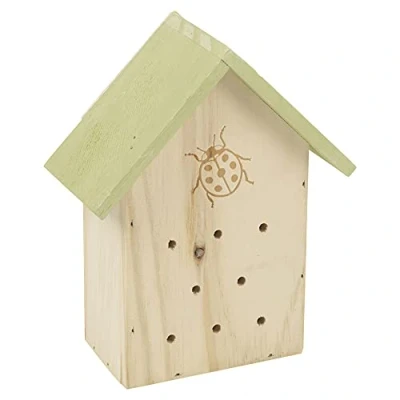 Image of URBNLIVING Natural Wooden Wildlife Hibernating Bug Hotel Insect House Shelter Nest Box (Green)