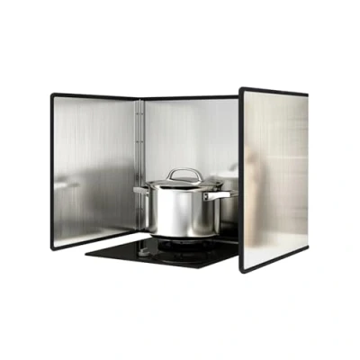 Image of Splatter Guard Splash Back, Foldable Stainless Steel Kitchen Anti Shield Screen for Frying Pan Wall Hob Grease(40 * 40 40cm)