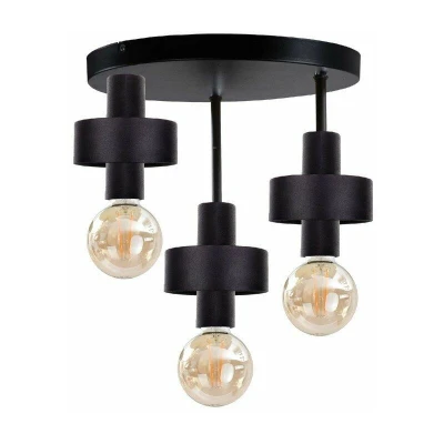 Image of Unica Multi Arm Semi Flush Ceiling Light Black, 35cm, 3x E27