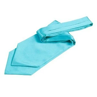 Image of DQT Plain Satin Wedding Self Tie Ascot Cravat for Men Robins Egg Blue