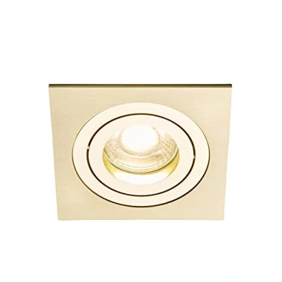 Image of LITECRAFT Evra Recessed Downlight Square Tiltable Ceiling Spotlight Brass