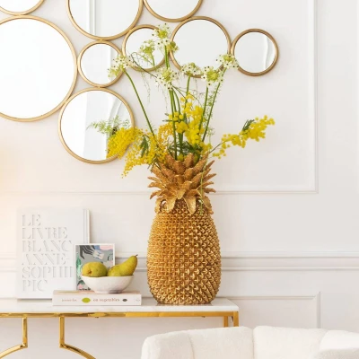 Image of Kare Design Decorative Vase Pineapple, Gold, in Pineapple Shape, Handmade, Room Decor, Home Decor for Living Room, Bedroom, Gift Idea, 50x24x24 cm (H/W/D)