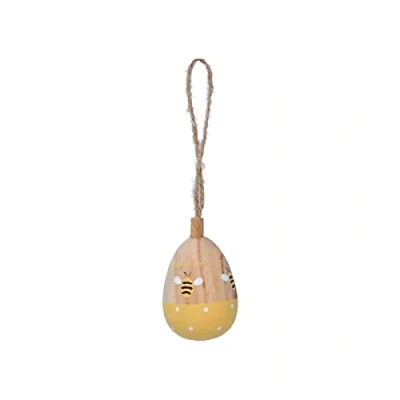 Image of Gisela Graham Single 5cm Wooden Painted Bumble Bee Egg for Easter Trees