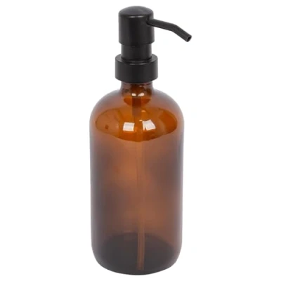 Image of Amber Glass Soap Dispenser 500ml By Harbour Housewares