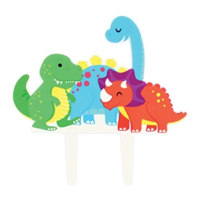 Image of CULPITT Dinosaur Pic Cake Topper, Pack of 1, Gum Paste Decorations For Birthday Cake, Colourful Time Saving Multicolour, 21361