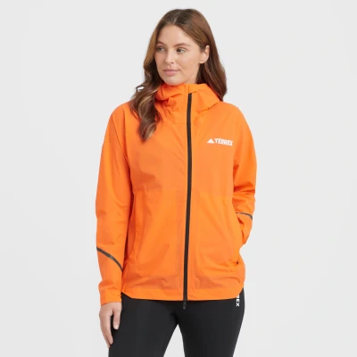 Image of Adidas Terrex Xperior 2.5L Light RAIN Jacket Hardshell jacket, Women&#039;s, Size: Small, Semi impact orange