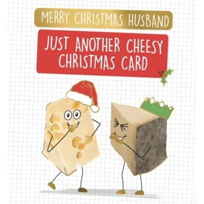 Image of Husband Christmas Card, Funny Card Husband, Just Another Cheesy Gold Foiled