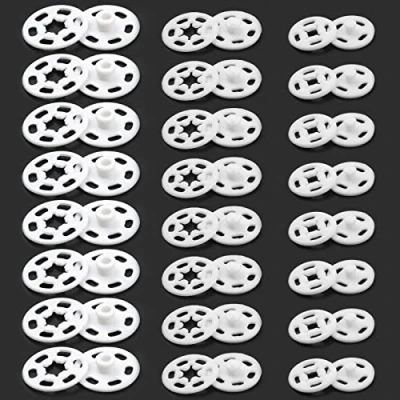 Image of 120PCS Sew on Snap Fasteners, Invisible DIY Clothes Buttons Shirt Plastic Press for Crafts Sewing Clothing, 12 mm, 15 21 mm (White)