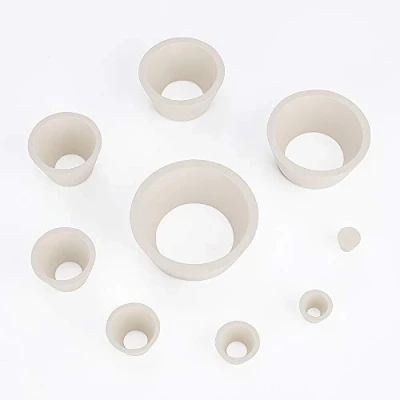 Image of Labasics Filter Adapter Cones, Durable Tapered Collar Rubber Stopper Buchner Funnel Flask Cones Set, Wear Resistance Smooth Surface, Pack of 9, White