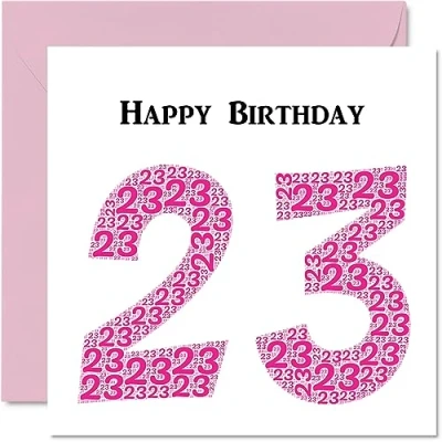 Image of Fun 23rd Birthday Cards for Woman Shapecloud Happy Card Son Daughter Brother Sister Grandson Granddaughter Niece Nephew Uncle, 145mm x Greeting Cards,