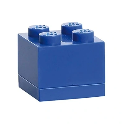Image of Room Copenhagen LEGO Mini Box 4 Knobs Blue Versatile Small Storage for Snacks, Jewellery, Hair Accessories, Souvenirs &amp; More Dishwasher Safe, 46 x 43 mm