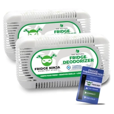 Image of Ellis Harper Natural Fridge Deodoriser (2 Pack) Lasts 12 Months Unscented Charcoal Fresheners, Including Thermometer Also for Lunch Bags and Cool Boxes