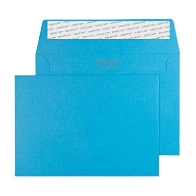 Image of Blake Creative Colour C6 114 x 162 mm 120 gsm Peel and Seal Wallet Envelopes (15110) Caribbean Blue Pack of 25