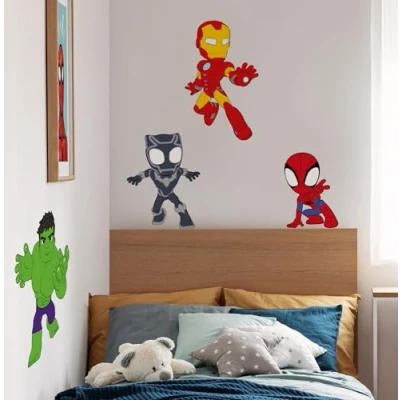 Image of Komar Wall Sticker Spidey and His Amazing Friends Power Group Size 50 x 70 cm Marvel Stickers Children&#039;s Room Colourful