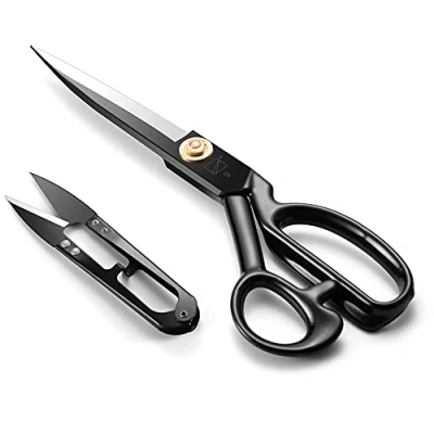 Image of Dressmaking Scissors 9 Inch(24CM) Fabric Sewing Razor Sharp High Carbon Steel Tailor&#039;s Shears for Cutting Fabrics, Leather, Material, Clothes, Altering, Tailoring(Black)