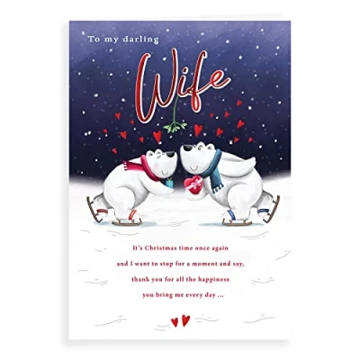 Image of Piccadilly Greetings Character Christmas Card Wife 9 x 6 inches