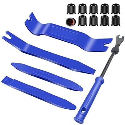 Image of Wetado Auto Trim Removal Tool Kit, 15 Pcs Car Panel Door Window Tools Kit,Auto Clip Fastener Remover Pry Set Blue