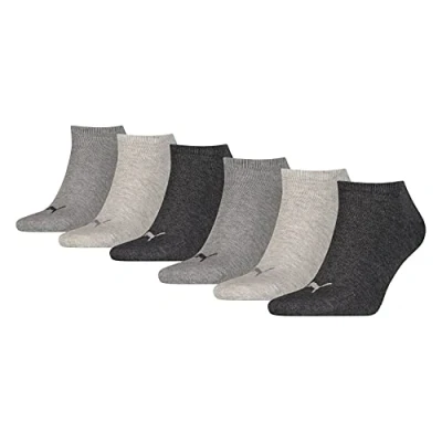 Image of Puma Unisex Sneaker Plain 6 PACK Sports socks, Size: 8, Grey combo