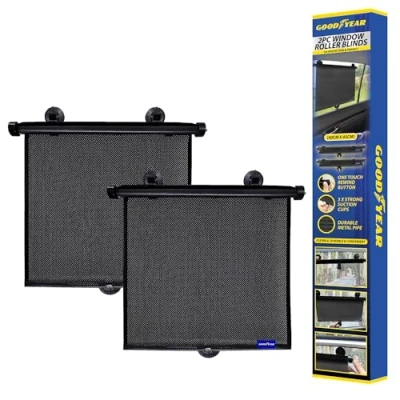 Image of Goodyear 2 Piece Window Roller Blinds Adjustable &amp; Easy to Install Light Filtering Fabric Ideal for Privacy Sun Protection Durable Stylish Fits Most Windows Includes Mounting Hardware