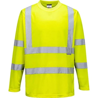 Image of Portwest Hi Vis Long Sleeved T Shirt Yellow Large