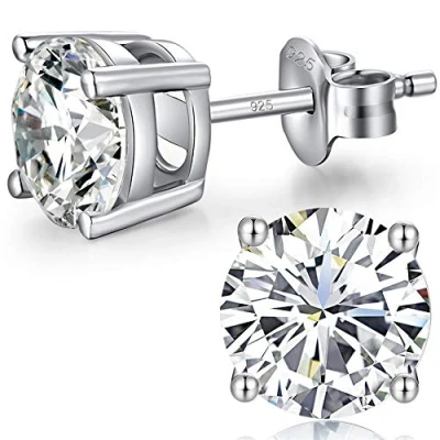 Image of Stud Earrings for Women Rose Gold Studs Girls Hypoallergenic Cubic Zirconia 6mm
