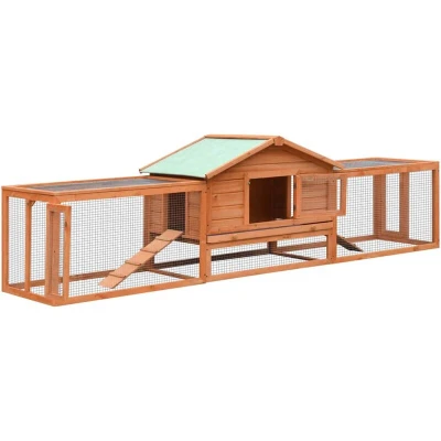 Image of vidaXL Rabbit Hutch Solid Pine &amp; Fir Wood 310x70x87 cm