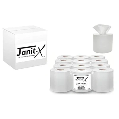 Image of Mini Eco Centrefeed Rolls Janit x 2ply White 12 60m (24 Rolls)