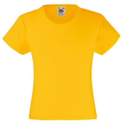 Image of Fruit of the Loom Girl&#039;s Valueweight T Shirt, Yellow (Sunflower Yellow), 12 13 Years UK