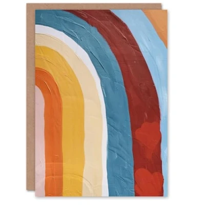Image of Artery8 Greeting Card Mid Century Modern Rainbow Painting Abstract Boho Blank For Him Or Her Art Birthday