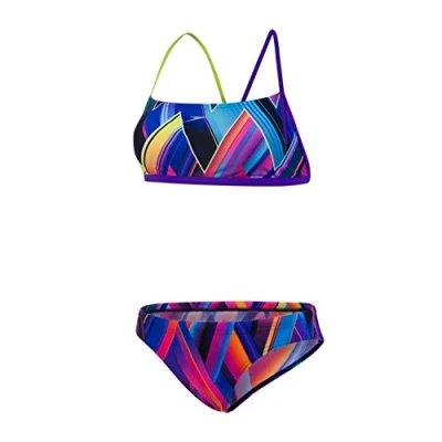 Image of Speedo Cross Back Swimsuit Violet/Lime Punch/Turquoise, Size 26