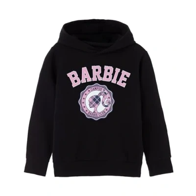 Image of Barbie Girls Hoodie Black Checked Collegiate Logo Graphic Hooded Sweatshirt Retro Long Sleeve Fashion Hoody for Kids Doll Movie Merchandise Gift Children &amp; Teens