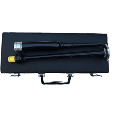 Image of Scottish Great Highland Bagpipes Practice Chanter Rosewood Silver Amounts with Carrying Hard Case/Bagpipe + 2 Reeds/Dudelsack/Gaita