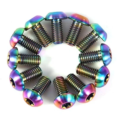 Image of VGEBY1 12Pcs Bicycle Disc Brake Rotor Bolts, Titanium Alloy Torx Head Rotors Bike Bolt Screws(Colorful M5x10)