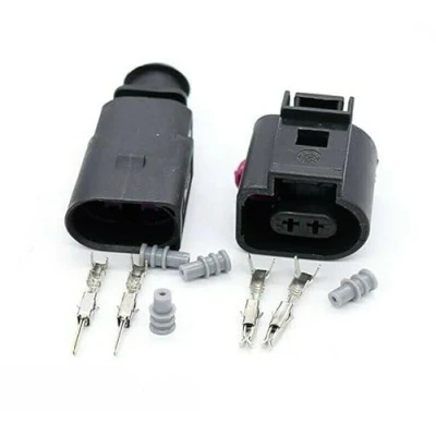 Image of 2 Pin Male &amp; Female Connector Sensor Plug Kit 1J0973802 1J0973702 For VW AUDI
