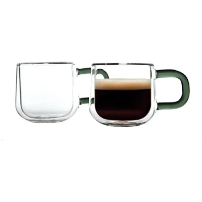 Image of Ravenhead Double Wall Set of 2 Designer Glass Espresso Cups 9 cl Capacity, 16 x cm