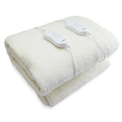 Image of Schallen Premium Comfort Electric Heated Blanket, Remote Control with 3 Heat Settings (Double, Soft Fleece Blanket), Warm White