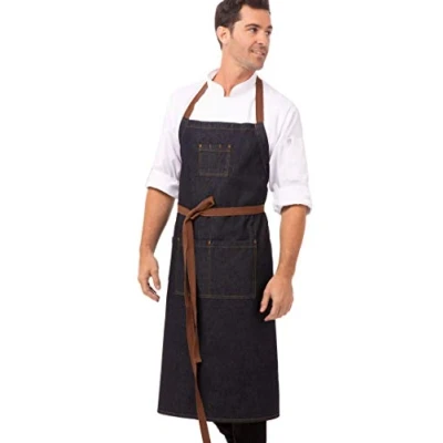 Image of Chef Works AB036 IBL 0 Memphis Indigo Bib Apron, Blue