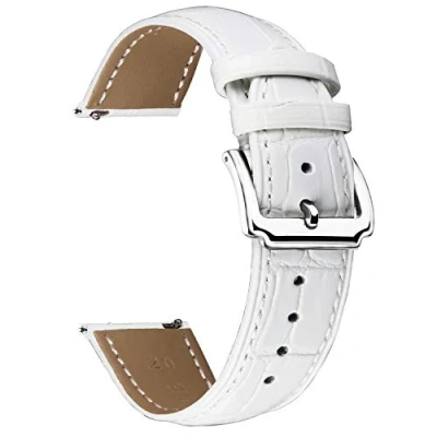 Image of BINLUN Leather Watch Strap Quick Release Replacement Crocodile Bands for Men Women (White, 24mm)