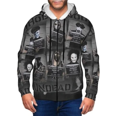 Image of Ireser Men Hollywood Hoodie Undead Sweatshirt Zip Up Drawstring Hooded for with Pockets