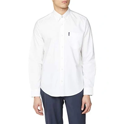 Image of Ben Sherman Men&#039;s LS Signature Oxford Shirt Casual, White (White 10), Large (Size:L)