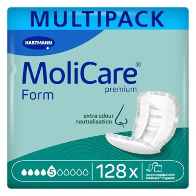 Image of MoliCare Premium Form, to be Used with Fixpants, 5 Drops, 4 Packs of 32 (128 Pieces)