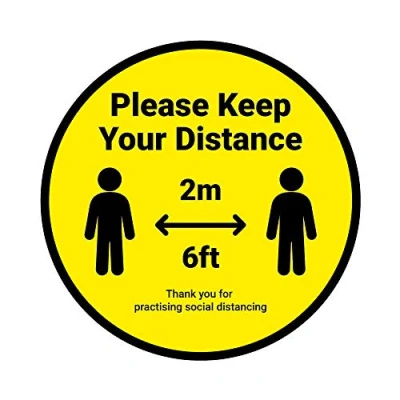 Image of Please Keep Your Distance (2m Apart) Social Distancing Floor Graphic 20cm