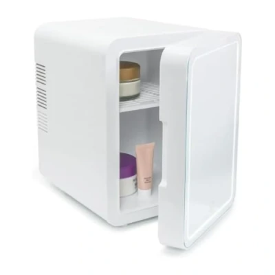 Image of ValueLights Mini Beauty Fridge with LED Mirror, 4L Portable Cosmetic Refrigerator, Dimmable Lights, Small Cooler for Skincare, AC/DC Adaptor Home Bedroom and Car