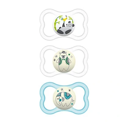 Image of MAM Air Night &amp; Day Baby Pacifier, For Sensitive Skin, Glows in the Dark, 3 Pack, 6 16 Months, Unisex,3 Count (Pack of 1)