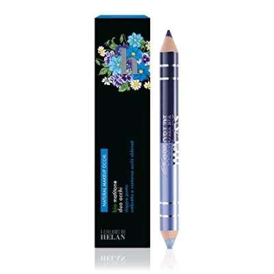 Image of Helan I Colori Bio Eye Pencil Duo with All in One Matching Eyeshadow and Eyeliner Pencil, Double Pointed Soft, Blushable &amp; Long Lasting Stick for Your Makeup Made Italy, Avio Night Blue