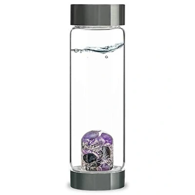 Image of VitaJuwel ViA GUARDIAN Crystal Water Bottle with Amethyst, Black Tourmaline for Protection, Clarity and Open Mindedness