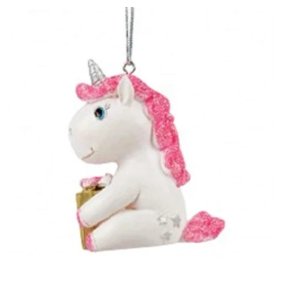 Image of Chi Gifts Personalised Cute Unicorn Christmas Decoration Ornament Bauble with LASER ENGRAVED name