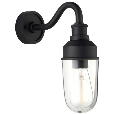 Image of Monza Outdoor Wall Lantern Matt Black, Clear Glass
