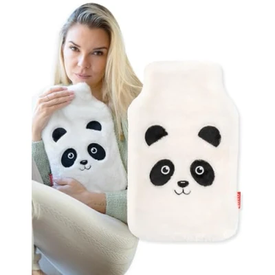 Image of soxo Plush Hot Water Bottle Cover Hand Warmer Neck Period Back Pain Relief Kids Bottles Panda